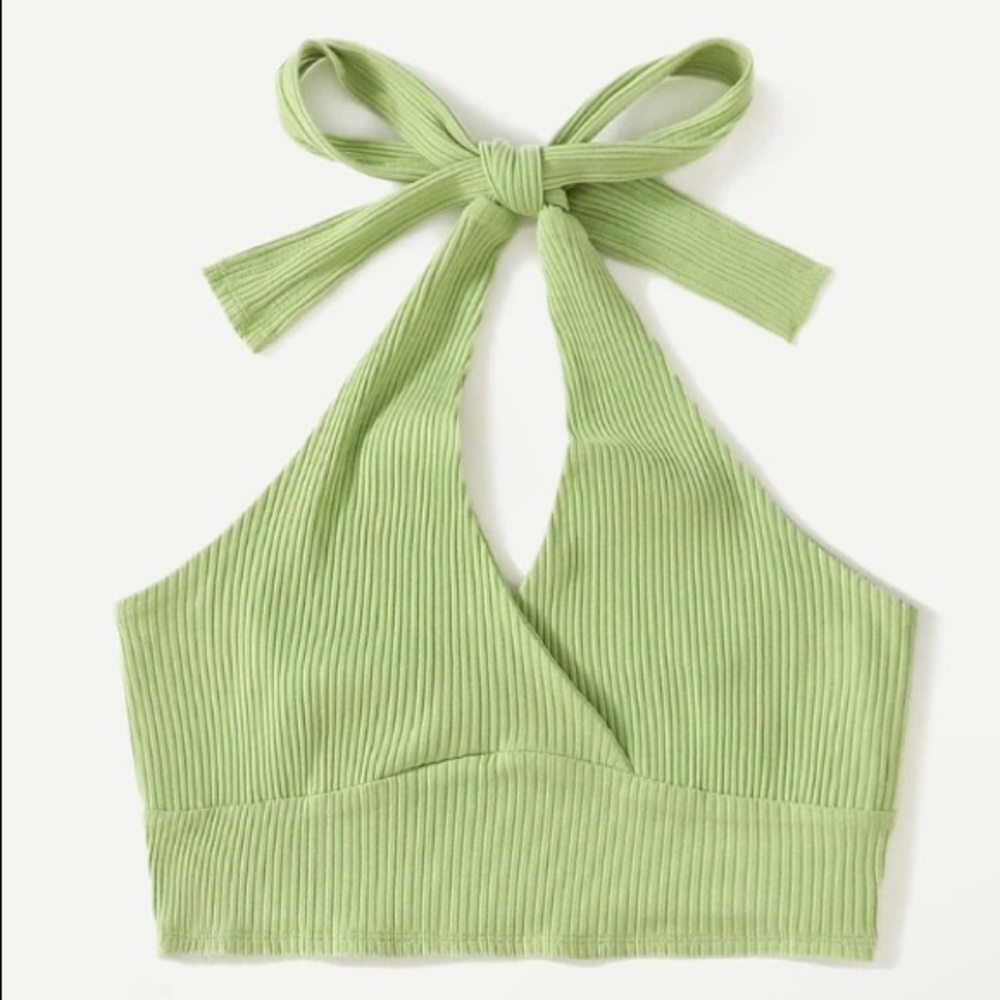 Lime Green Cropped Halter Top